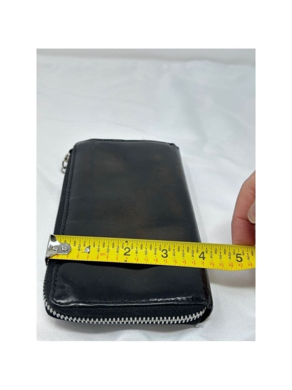 Nino BOSSI Black Leather Zip Around Wallet Floral Lined - Picture 11 of 11